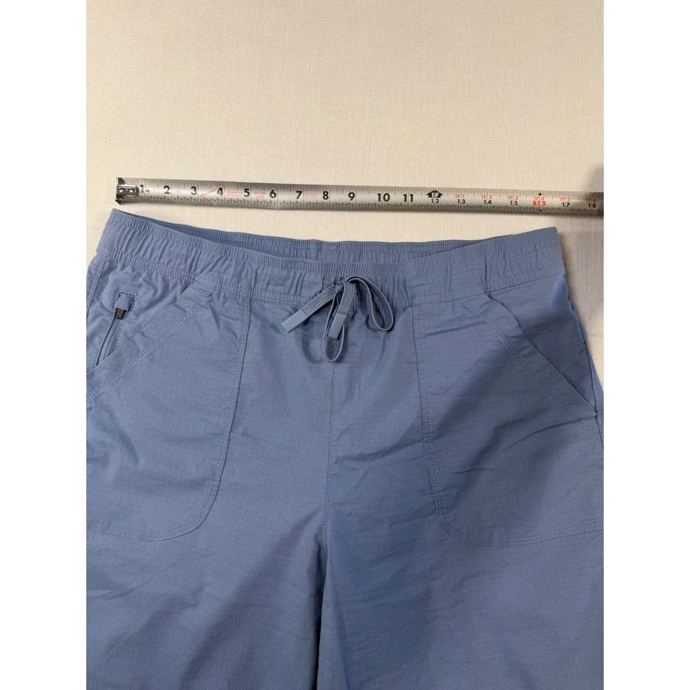 Title Nine Clamber Pants Womens Large Blue Wide Leg Crop Drawstring Outdoor